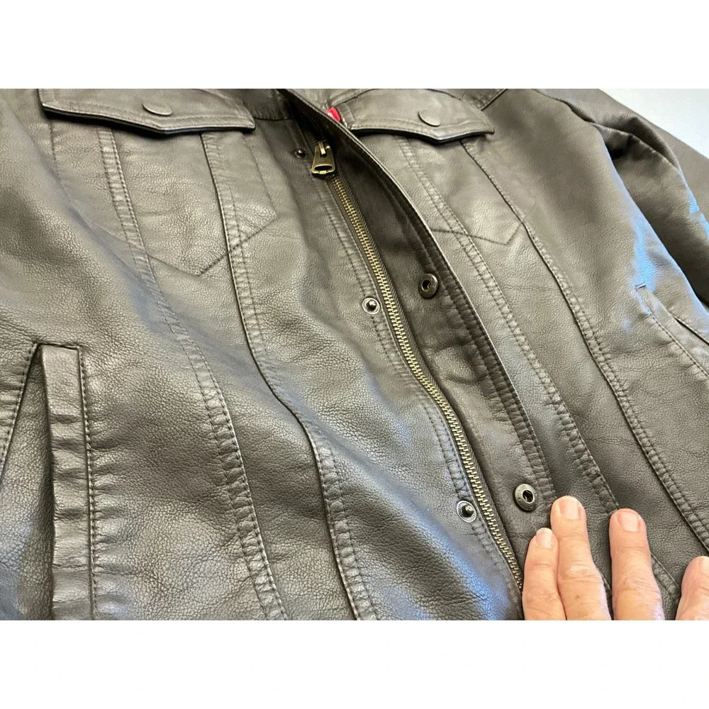 Levi's Faux Leather Trucker Jacket Sherpa Collar Brown Mens Size S Trucker Style